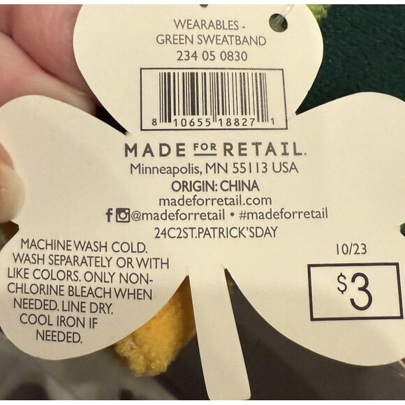 St Patrick's Day Green and Yellow Striped Headband and Wristband Set NEW! - Picture 5 of 5